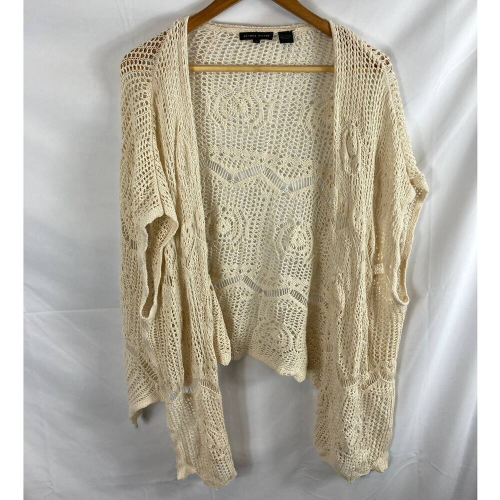 Jeanne Pierre Knit Beach Cotton Cardigan Sweater Small